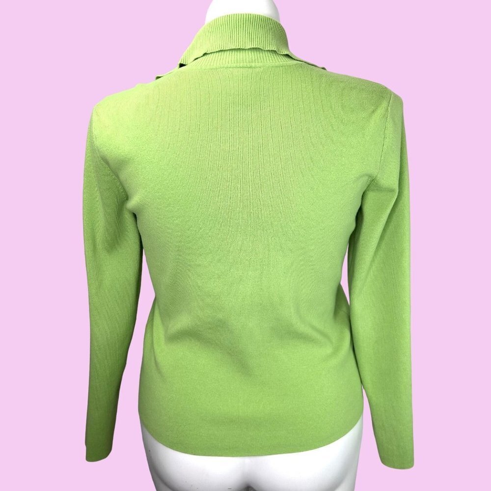 Talbots Lime Green 2 Button Collared Sweater - L - image 2